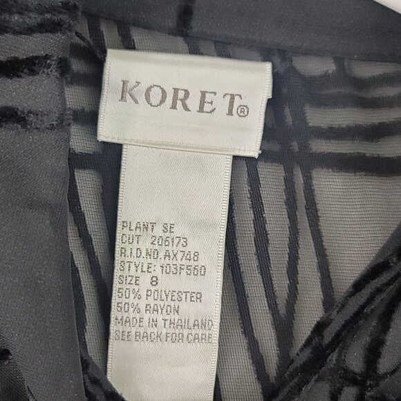 Koret Sheer Black Button Down Blouse Size 8 Grid Pattern Lightweight Long Sleeve - Picture 3 of 10